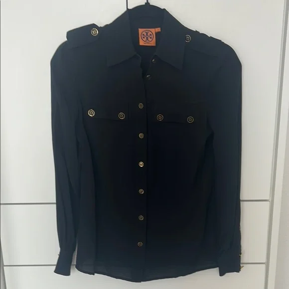 Tory Burch | Tops | Tory Burch Black Shirt With Gold Accents | Poshmark Tory Burch | Tops | Tory Burch Black Shirt With Gold Accents | Poshmark